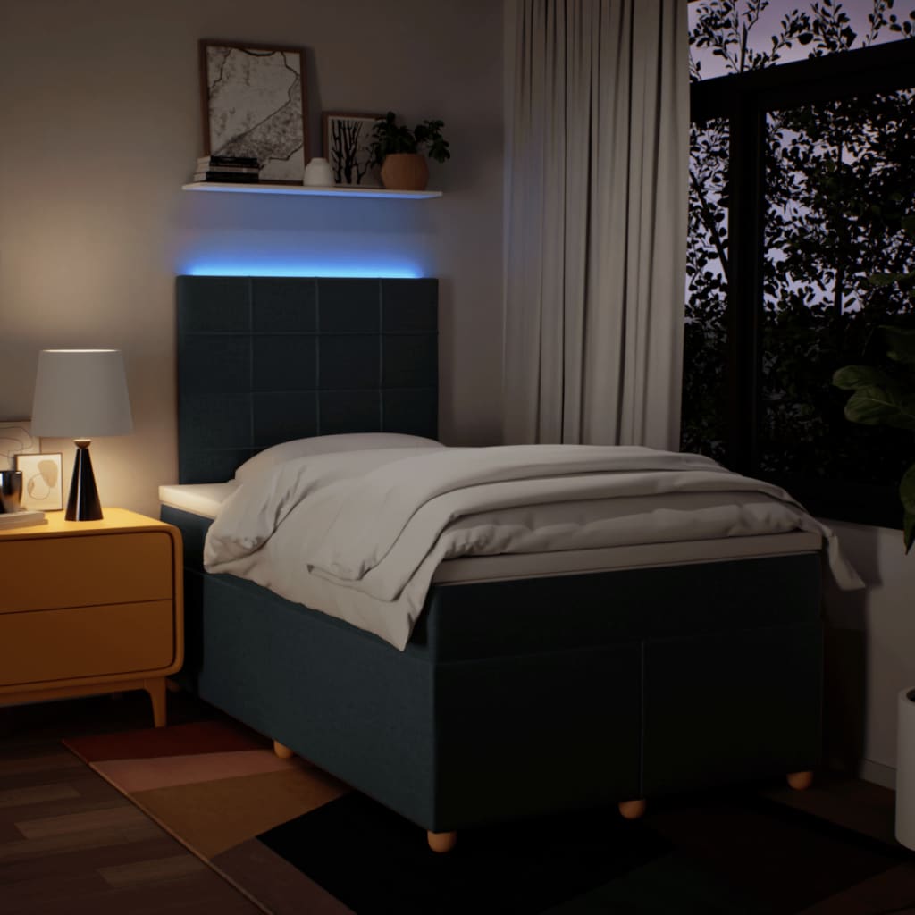 Sommier à lattes de lit avec matelas bleu 120x190 cm tissu - XIOS