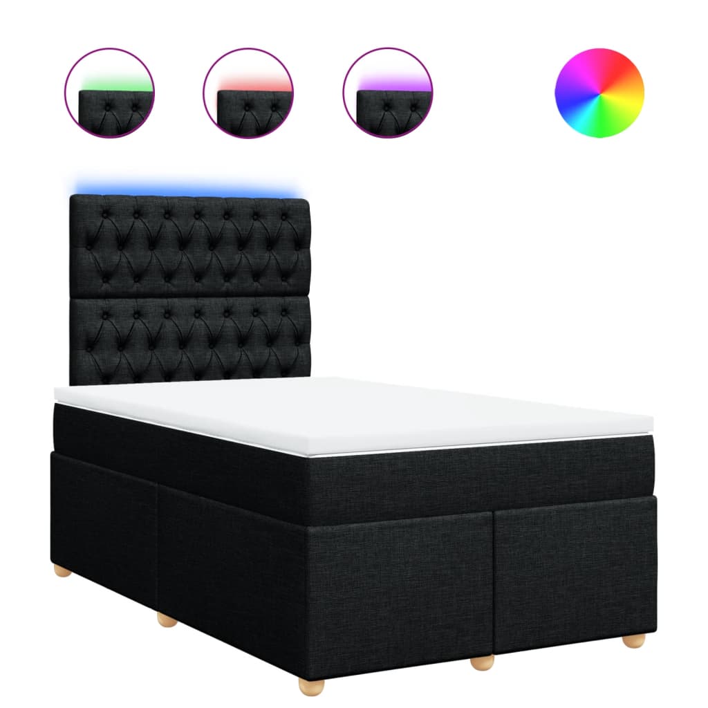 Sommier à lattes de lit avec matelas noir 120x190 cm tissu - XIOS