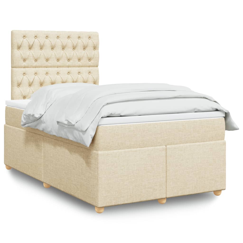 Sommier à lattes de lit avec matelas crème 120x190 cm tissu - XIOS
