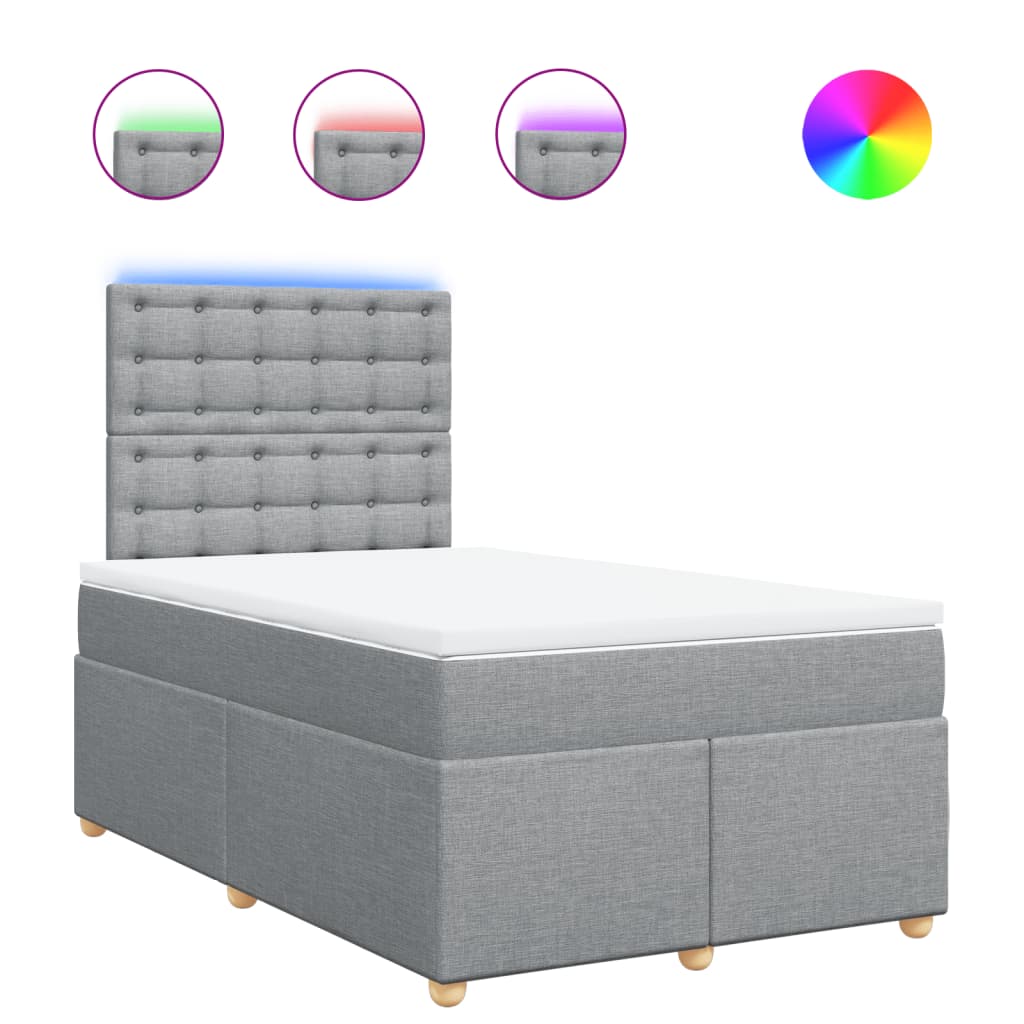 Sommier à lattes de lit et matelas gris clair 120x190 cm tissu - XIOS
