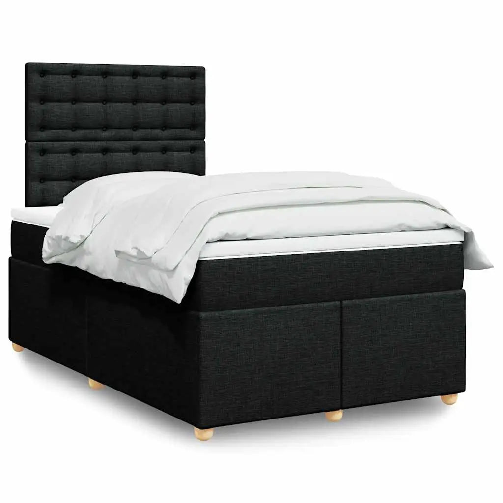 Sommier à lattes de lit avec matelas noir 120x190 cm tissu - XIOS