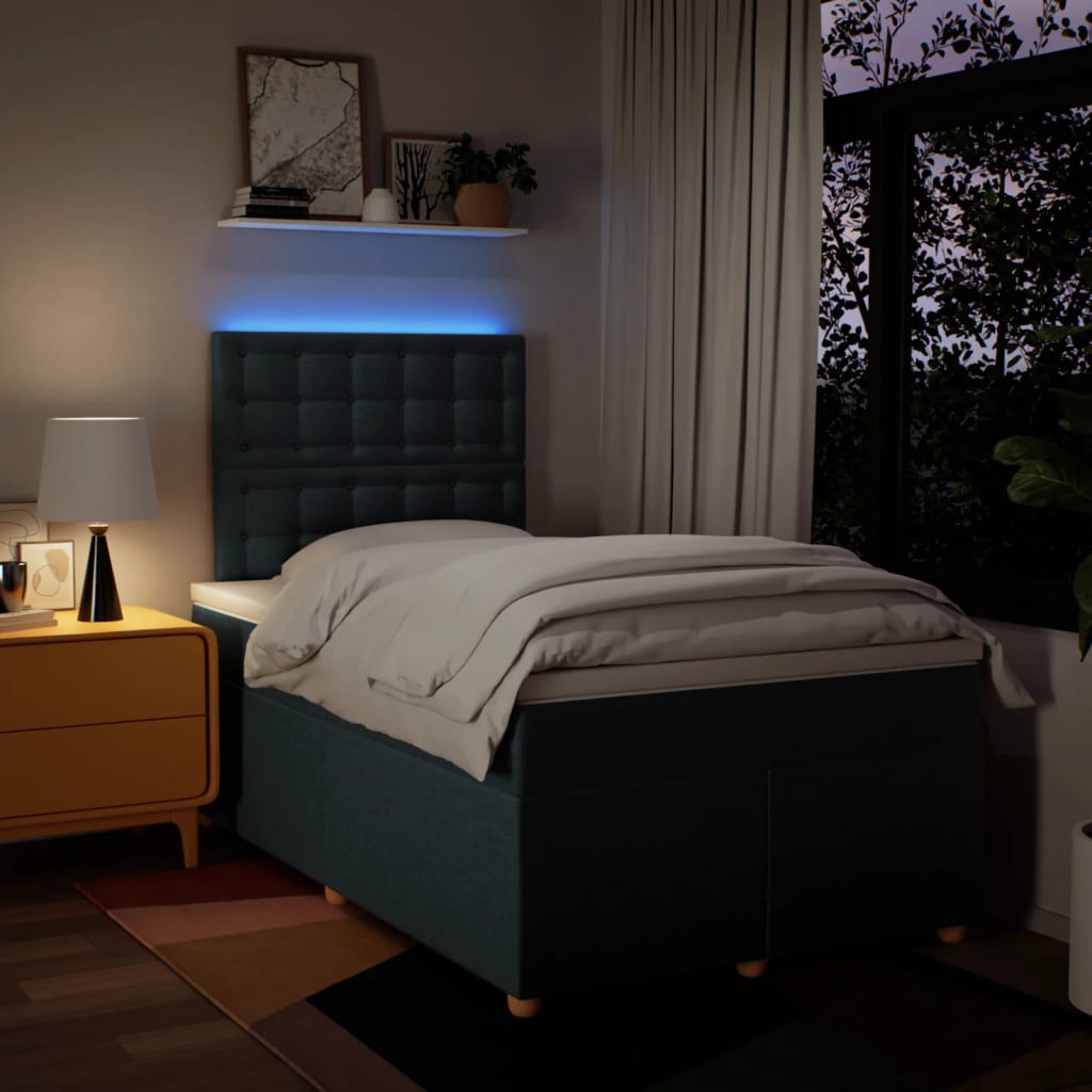 Sommier à lattes de lit avec matelas bleu 120x190 cm tissu - XIOS