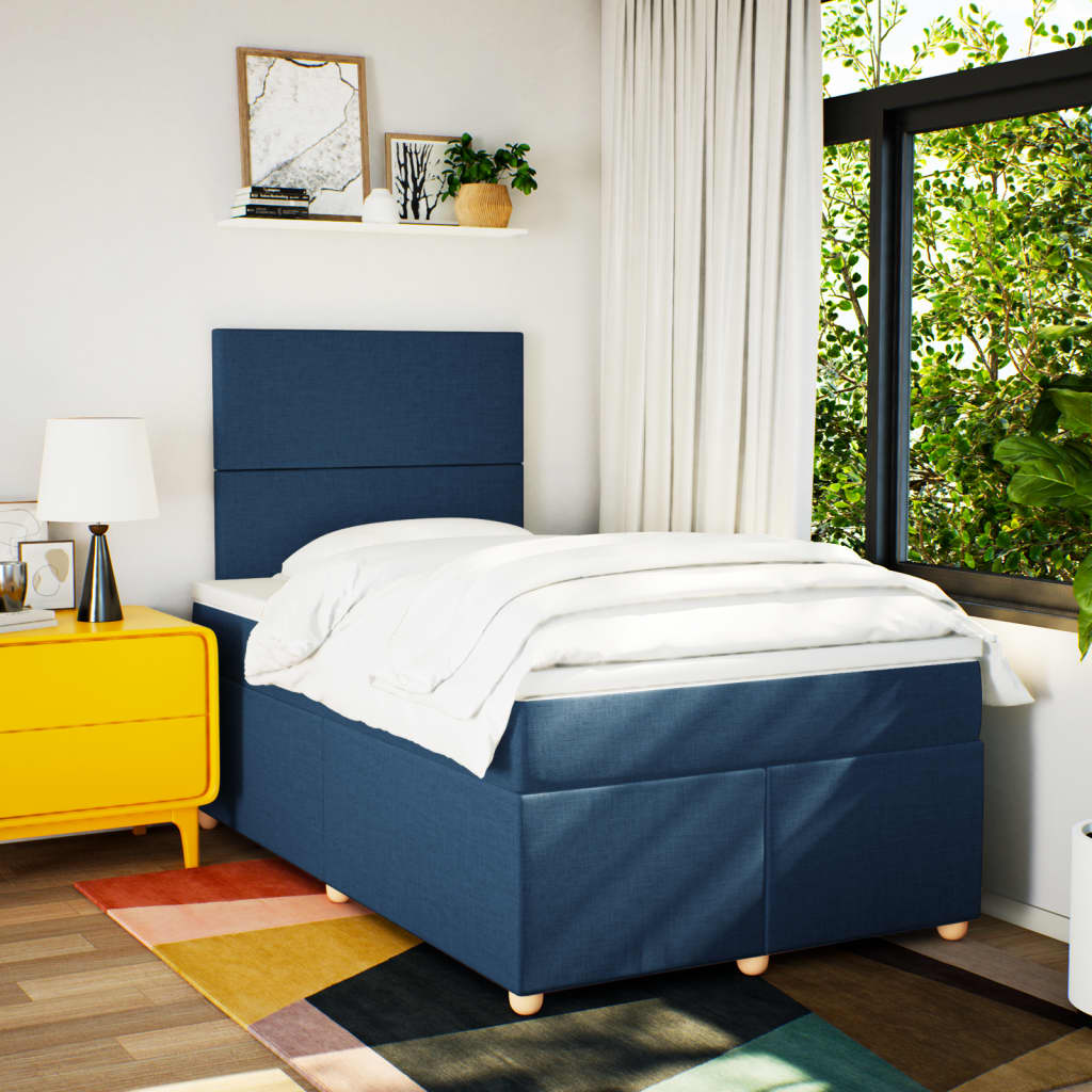 Sommier à lattes de lit avec matelas Bleu 120x200 cm Tissu - XIOS