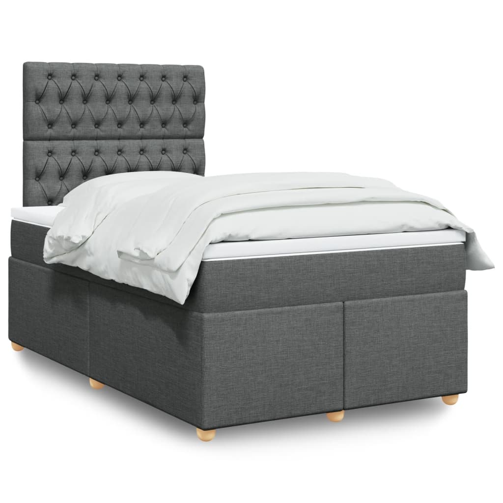 Sommier à lattes de lit avec matelas Gris foncé 120x200cm Tissu - XIOS