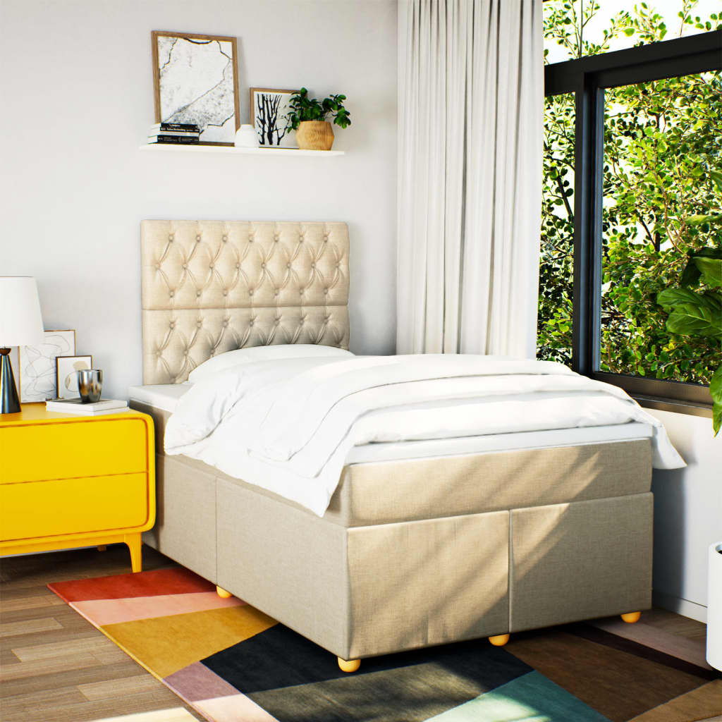Sommier à lattes de lit avec matelas Crème 120x200 cm Tissu - XIOS