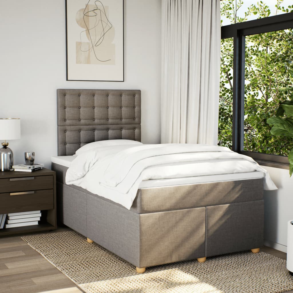 Sommier à lattes de lit avec matelas Taupe 120x200 cm Tissu - XIOS