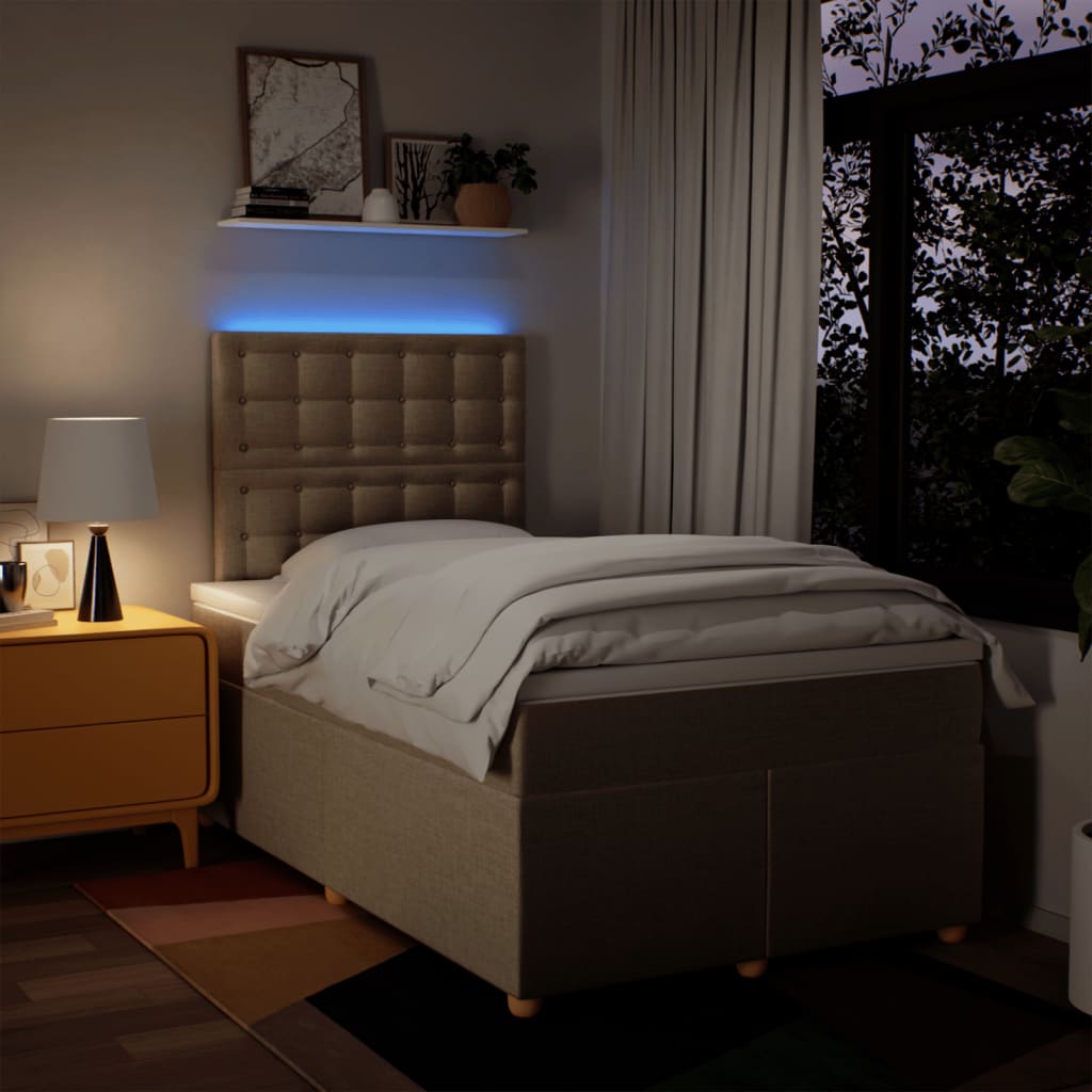 Sommier à lattes de lit avec matelas Crème 120x200 cm Tissu