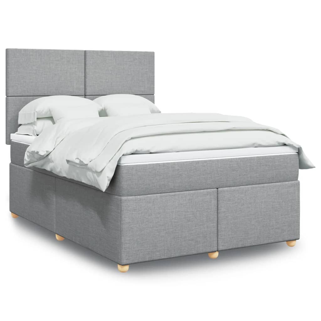 Sommier à lattes de lit avec matelas Gris clair 140x190cm Tissu - XIOS