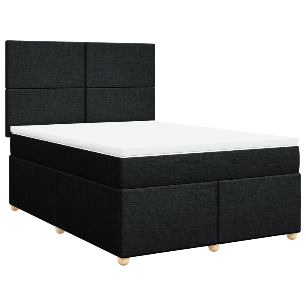 Sommier à lattes de lit avec matelas Noir 140x190 cm Tissu - XIOS
