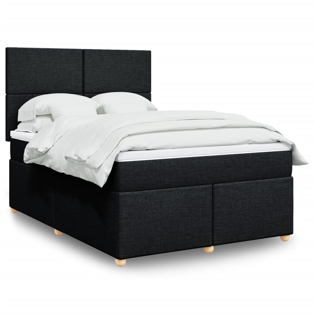 Sommier à lattes de lit avec matelas Noir 140x190 cm Tissu - XIOS