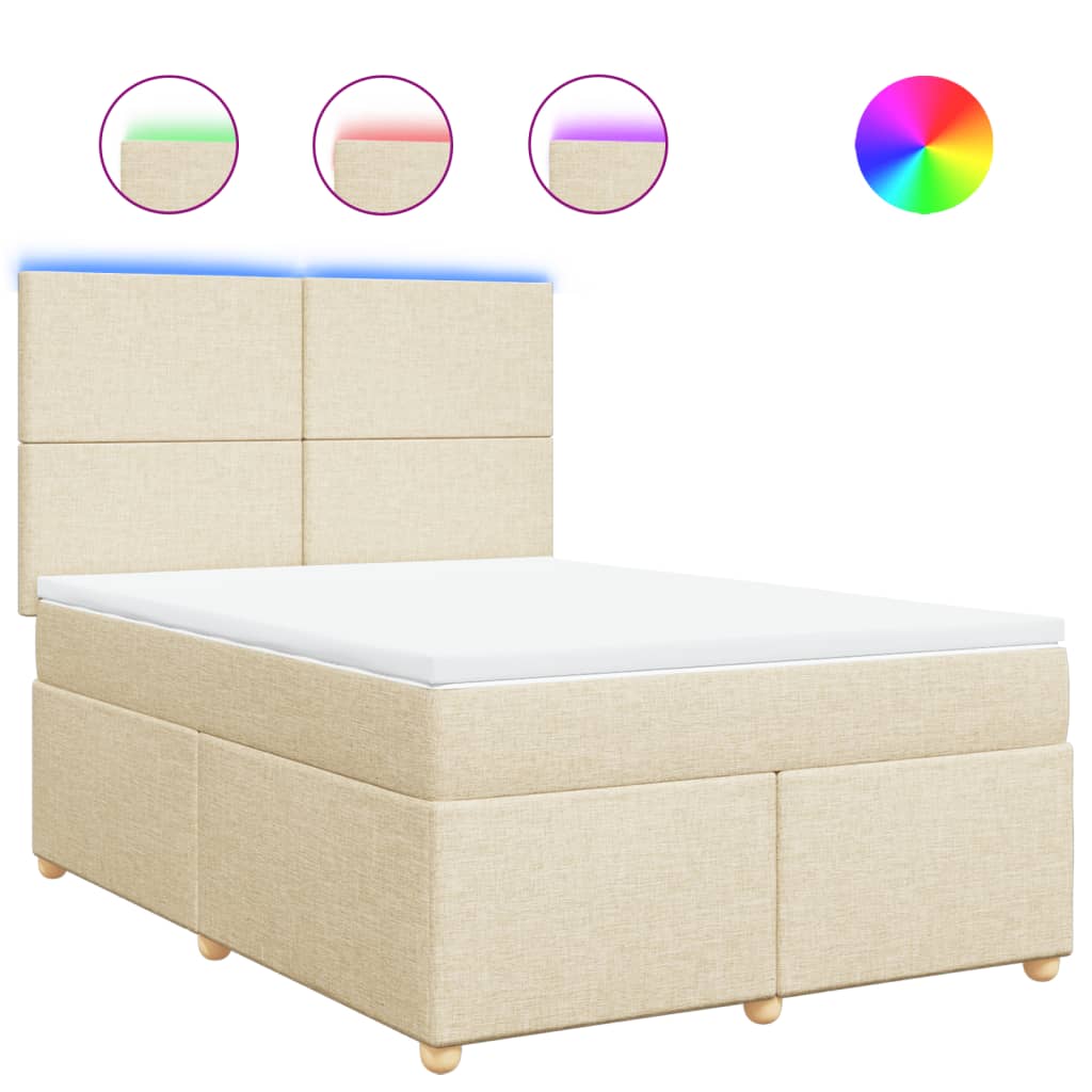 Sommier à lattes de lit avec matelas Crème 140x190 cm Tissu