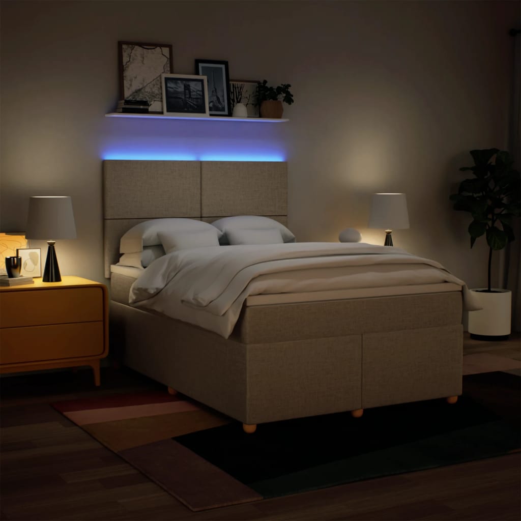 Sommier à lattes de lit avec matelas Crème 140x190 cm Tissu
