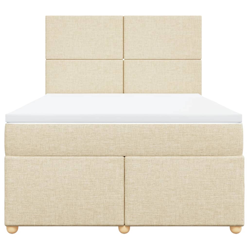 Sommier à lattes de lit avec matelas Crème 140x190 cm Tissu