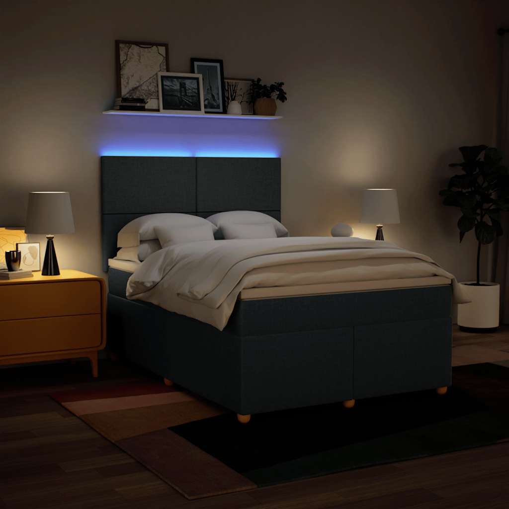 Sommier à lattes de lit avec matelas Bleu 140x190 cm Tissu - XIOS