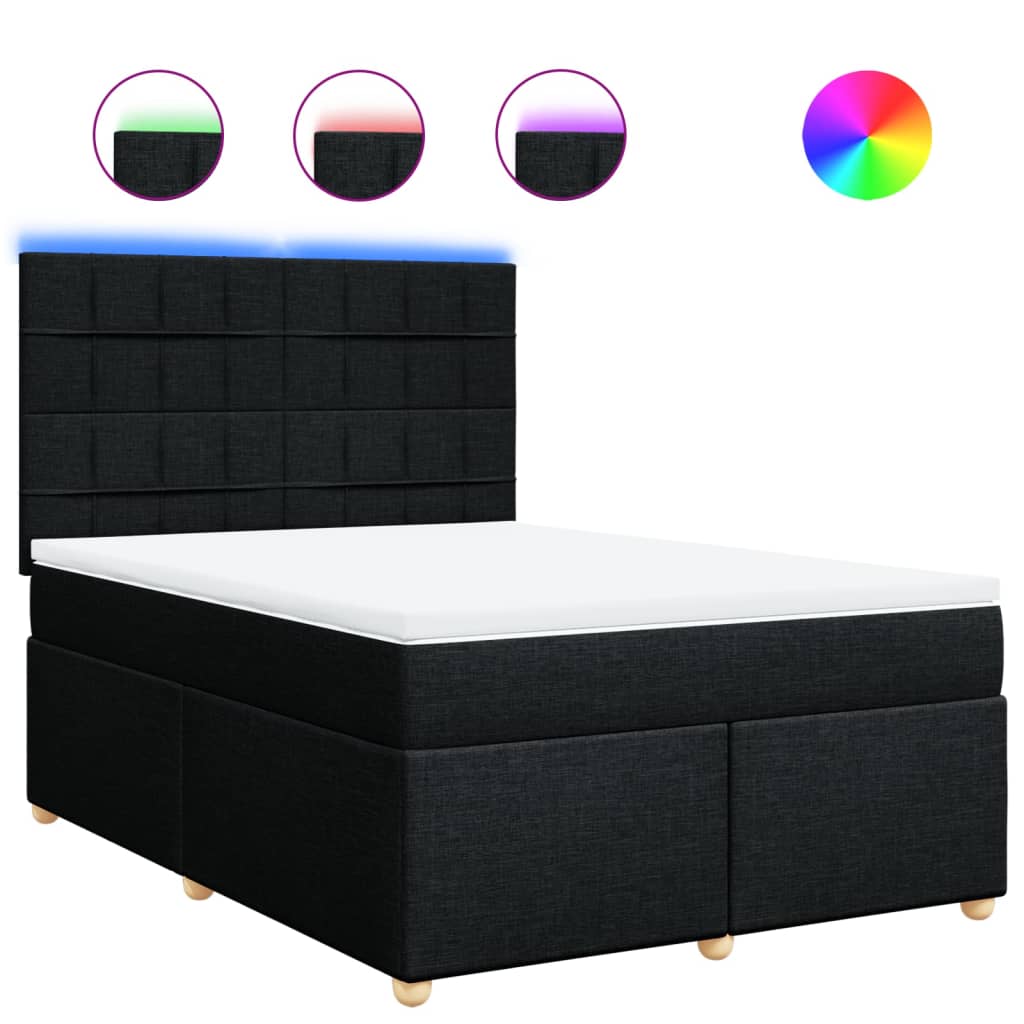 Sommier à lattes de lit avec matelas Noir 140x190 cm Tissu - XIOS