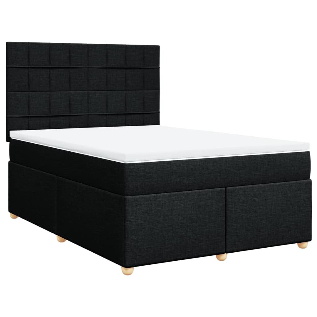 Sommier à lattes de lit avec matelas Noir 140x190 cm Tissu - XIOS