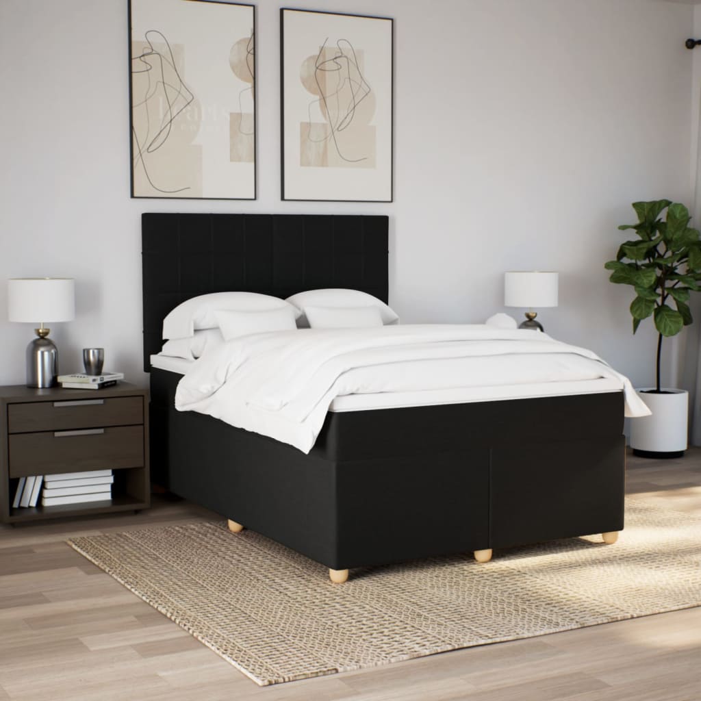 Sommier à lattes de lit avec matelas Noir 140x190 cm Tissu - XIOS