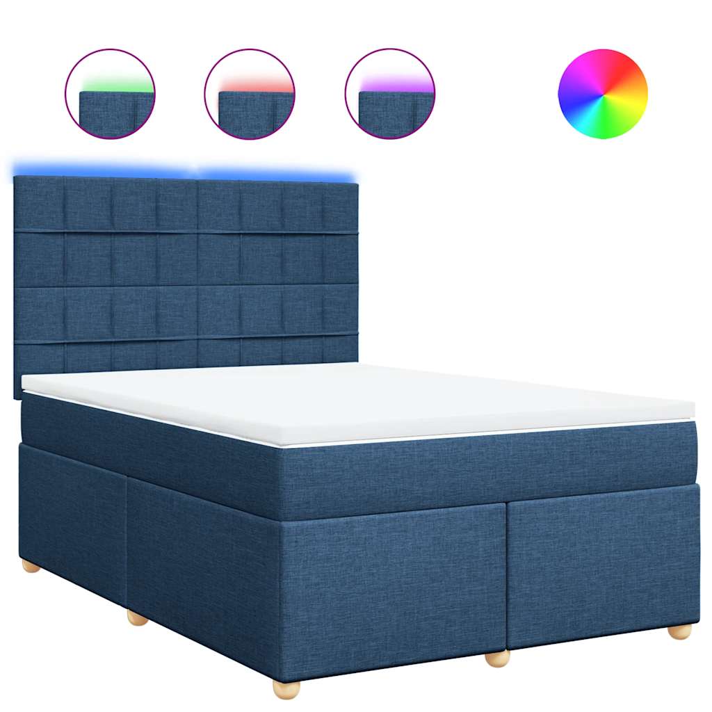 Sommier à lattes de lit avec matelas Bleu 140x190 cm Tissu - XIOS