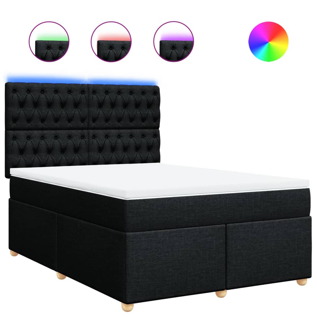 Sommier à lattes de lit avec matelas Noir 140x190 cm Tissu - XIOS
