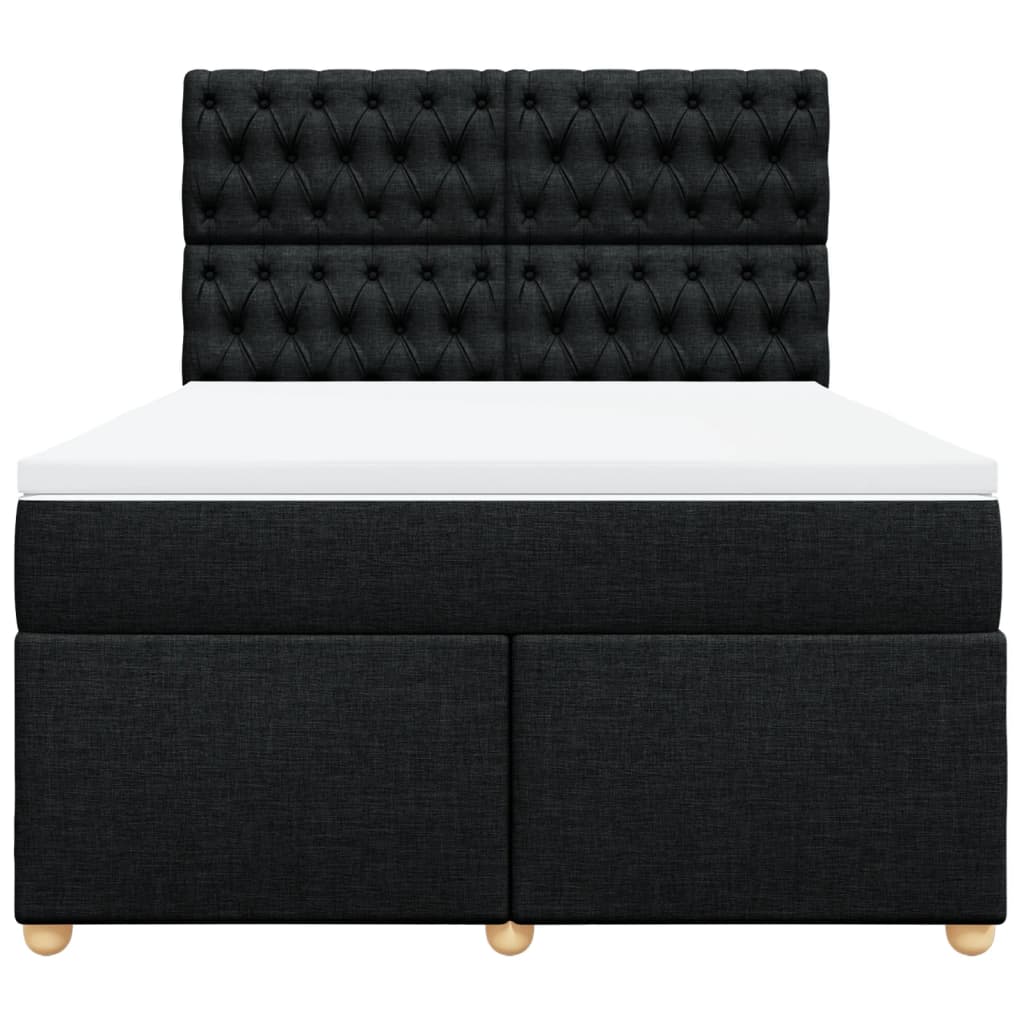 Sommier à lattes de lit avec matelas Noir 140x190 cm Tissu - XIOS