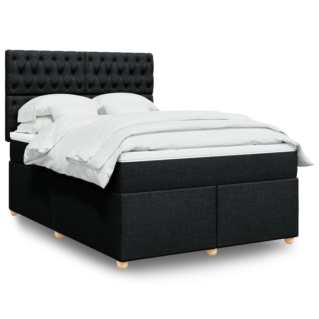 Sommier à lattes de lit avec matelas Noir 140x190 cm Tissu - XIOS