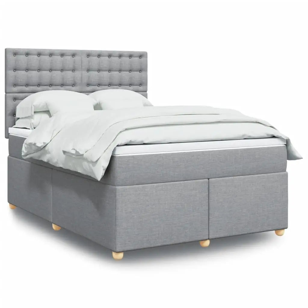 Sommier à lattes de lit avec matelas Gris clair 140x190cm Tissu - XIOS
