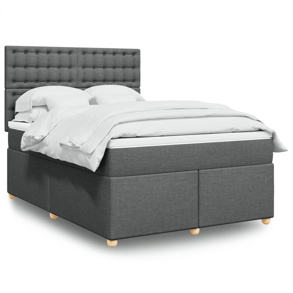Sommier à lattes de lit avec matelas Gris foncé 140x190cm Tissu - XIOS