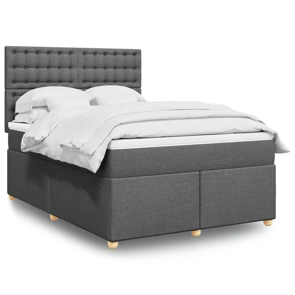 Sommier à lattes de lit avec matelas Gris foncé 140x190cm Tissu - XIOS