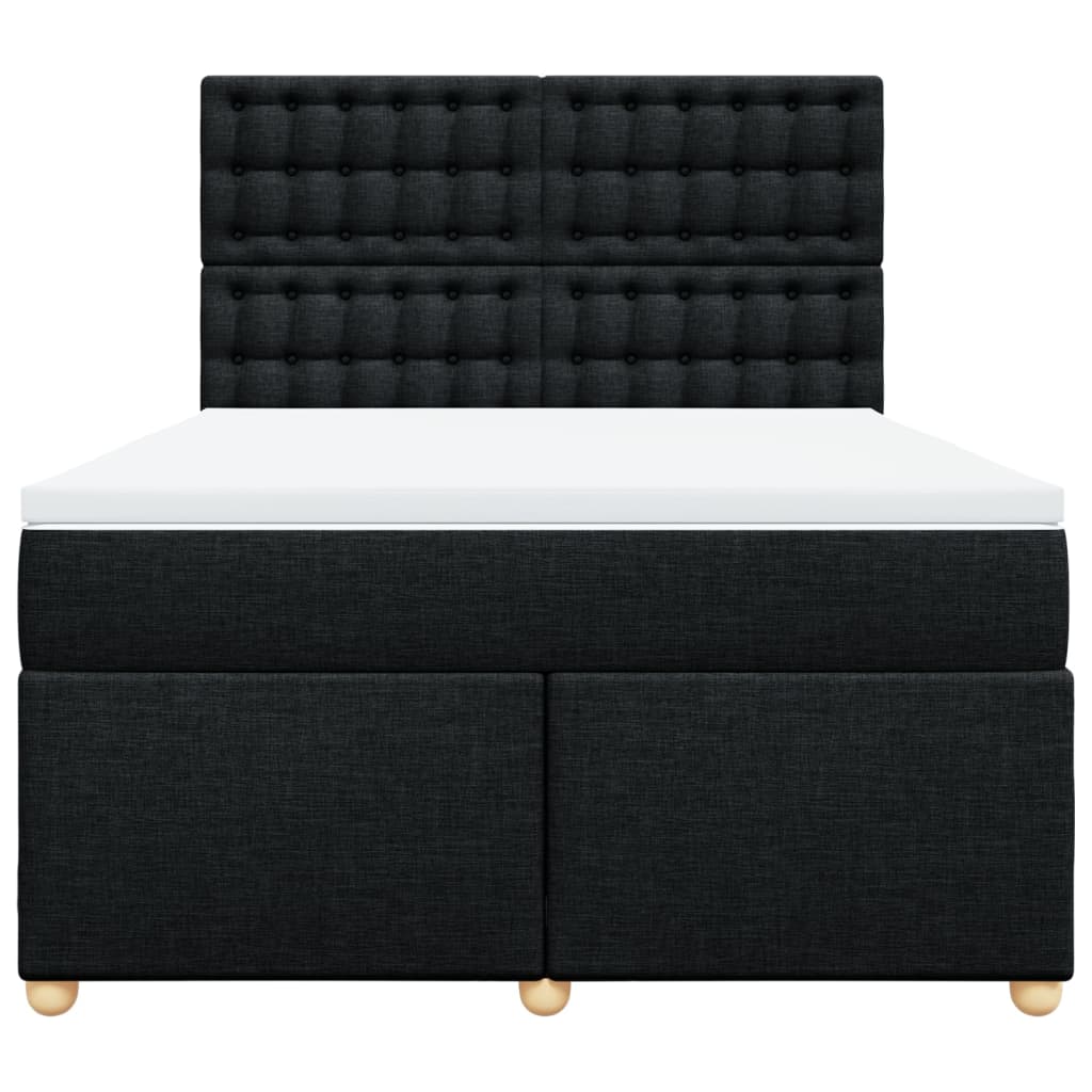 Sommier à lattes de lit avec matelas Noir 140x190 cm Tissu - XIOS