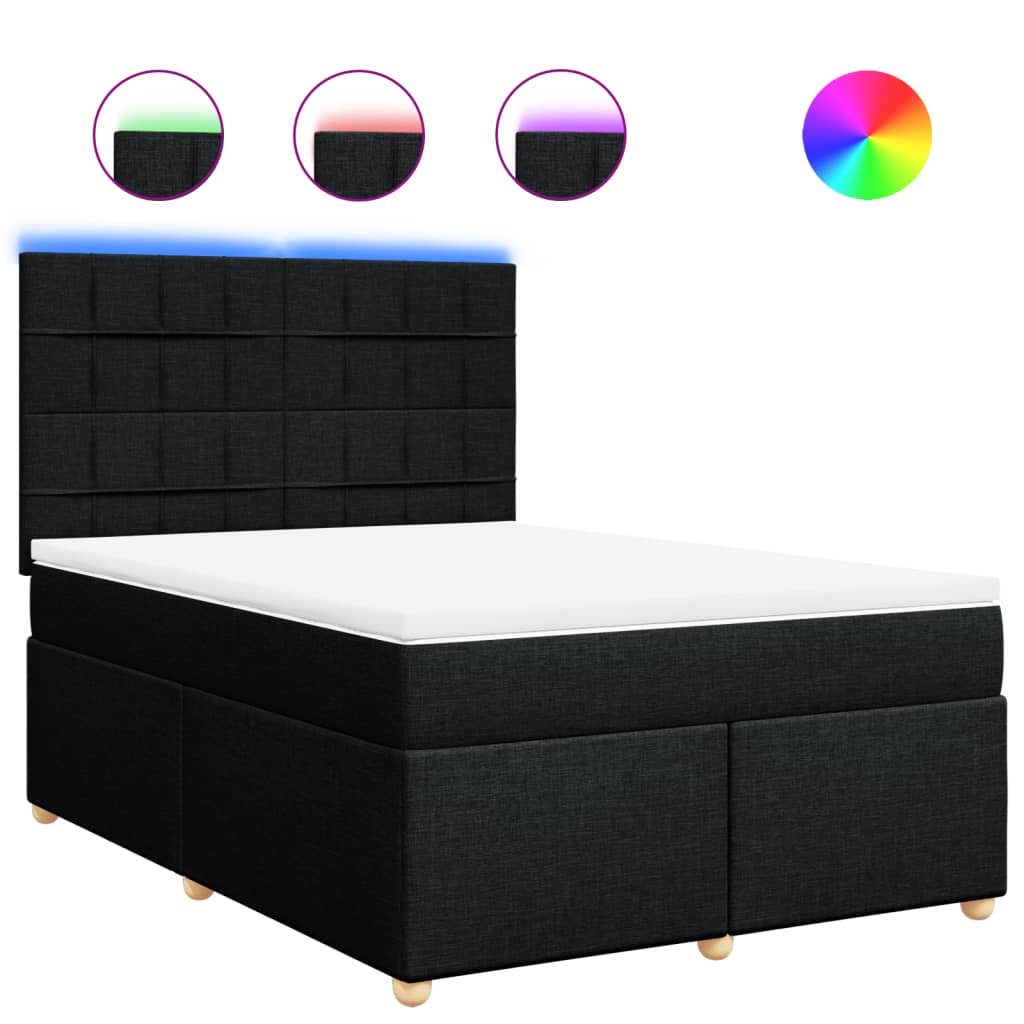 Sommier à lattes de lit avec matelas Noir 140x200 cm Tissu - XIOS