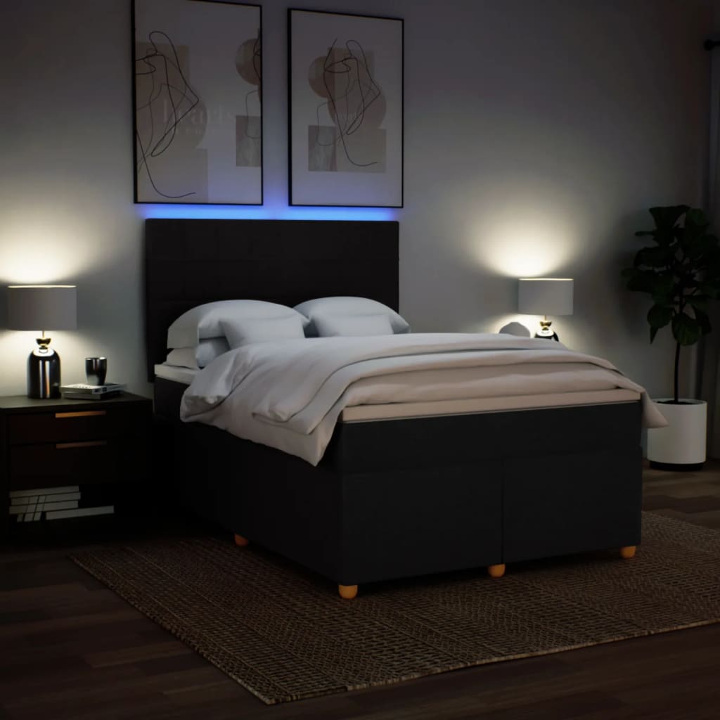 Sommier à lattes de lit avec matelas Noir 140x200 cm Tissu - XIOS
