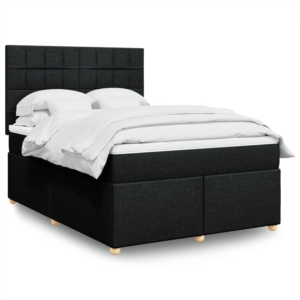Sommier à lattes de lit avec matelas Noir 140x200 cm Tissu - XIOS