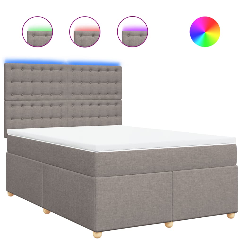 Sommier à lattes de lit avec matelas Taupe 140x200 cm Tissu - XIOS