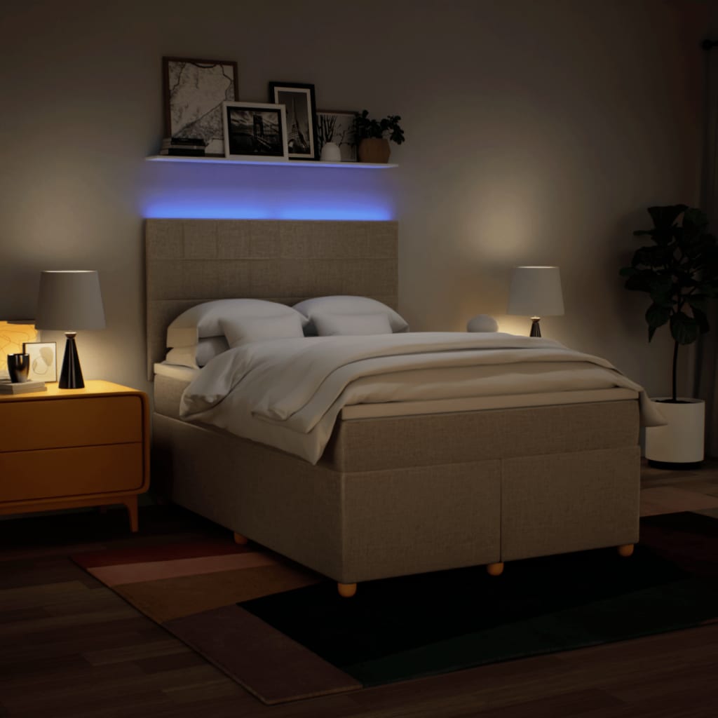 Sommier à lattes de lit avec matelas Crème 160x200 cm Tissu - XIOS