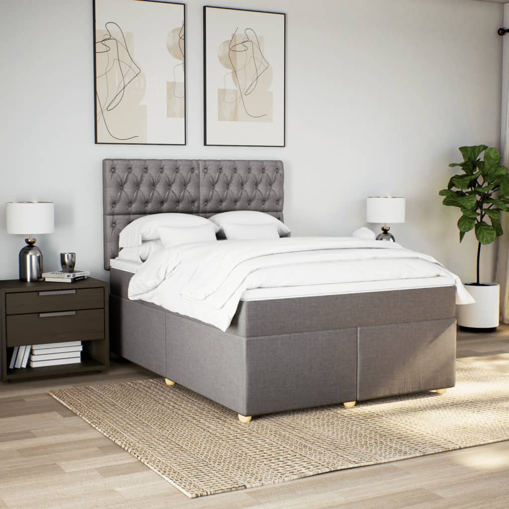 Sommier à lattes de lit avec matelas Taupe 160x200 cm Tissu - XIOS