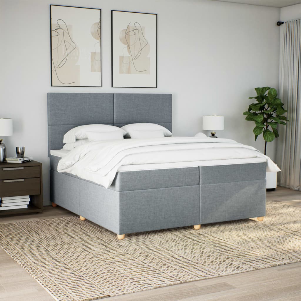 Sommier à lattes de lit avec matelas Gris clair 200x200cm Tissu - XIOS