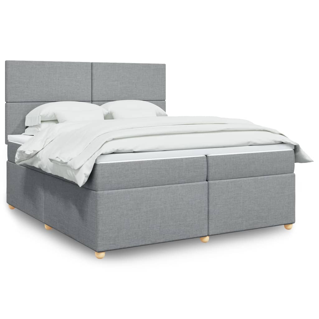 Sommier à lattes de lit avec matelas Gris clair 200x200cm Tissu - XIOS