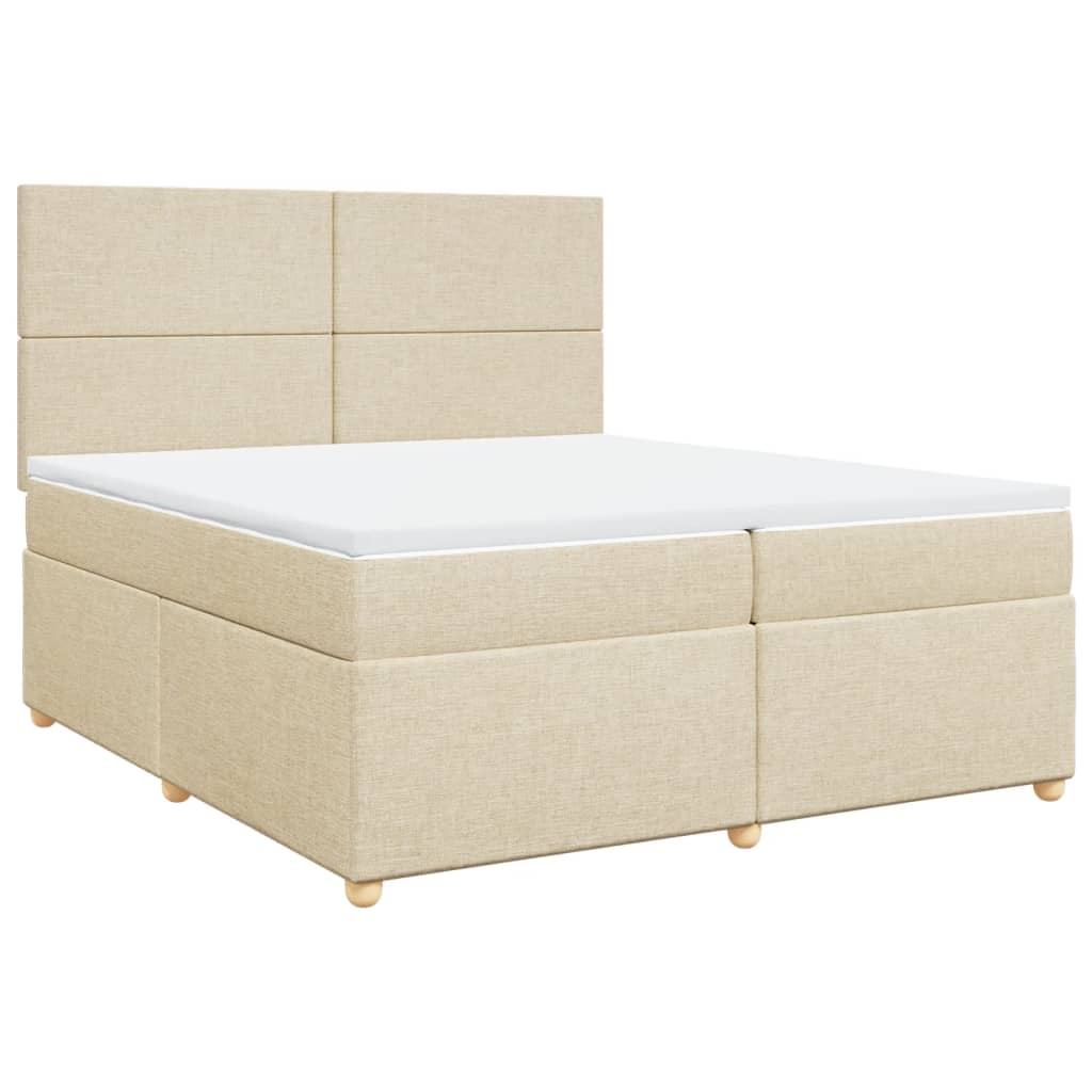 Sommier à lattes de lit avec matelas Crème 200x200 cm Tissu - XIOS