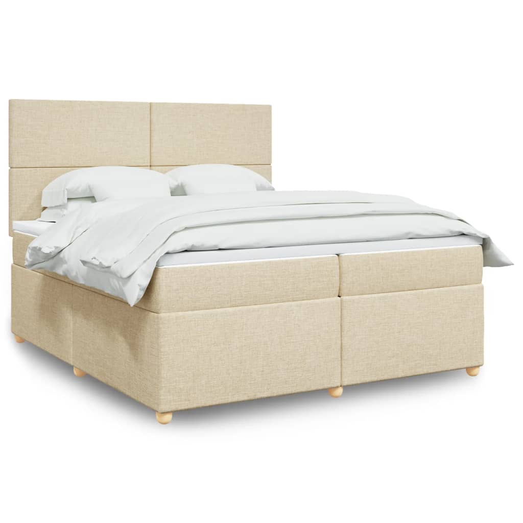 Sommier à lattes de lit avec matelas Crème 200x200 cm Tissu - XIOS