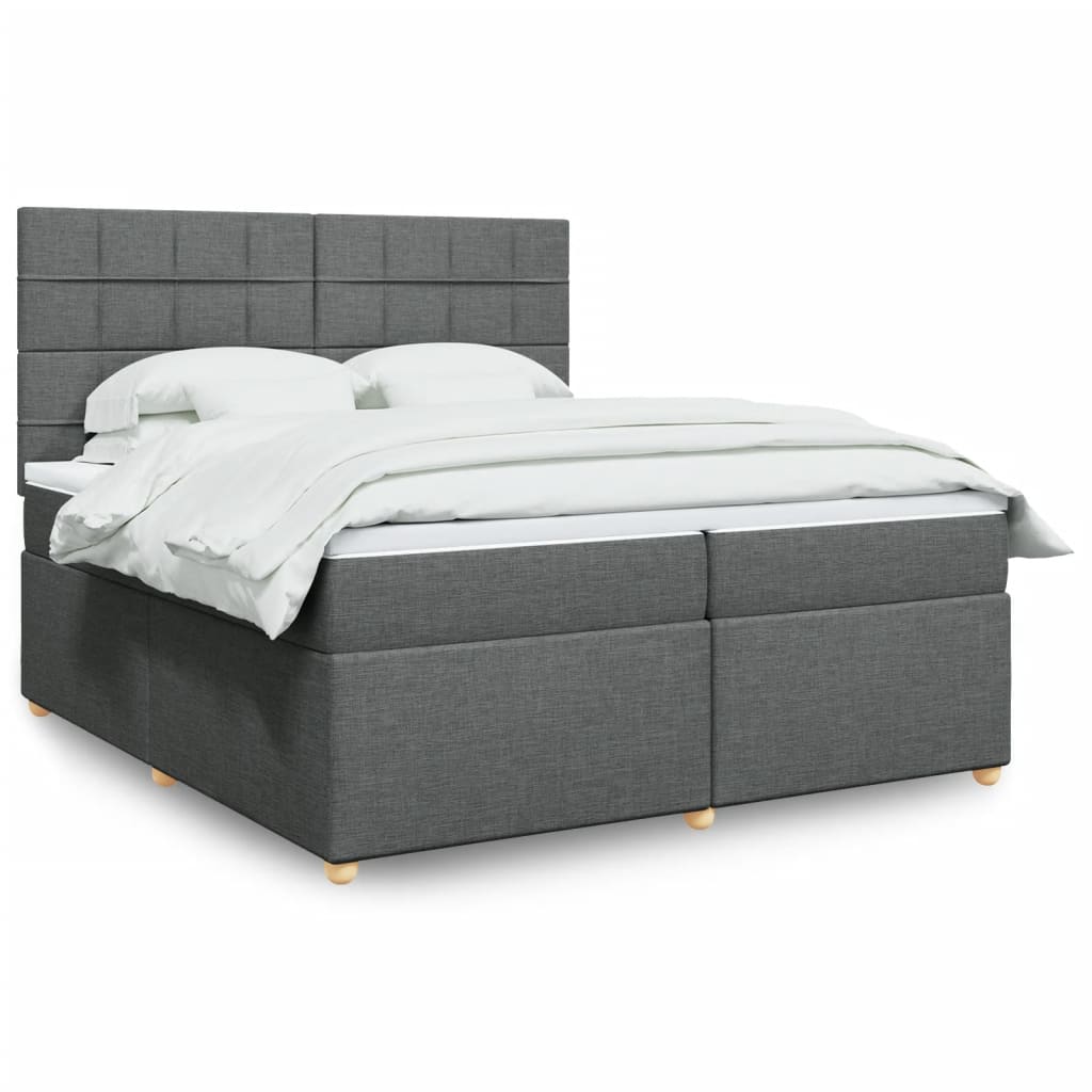 Sommier à lattes de lit avec matelas Gris foncé 200x200cm Tissu - XIOS