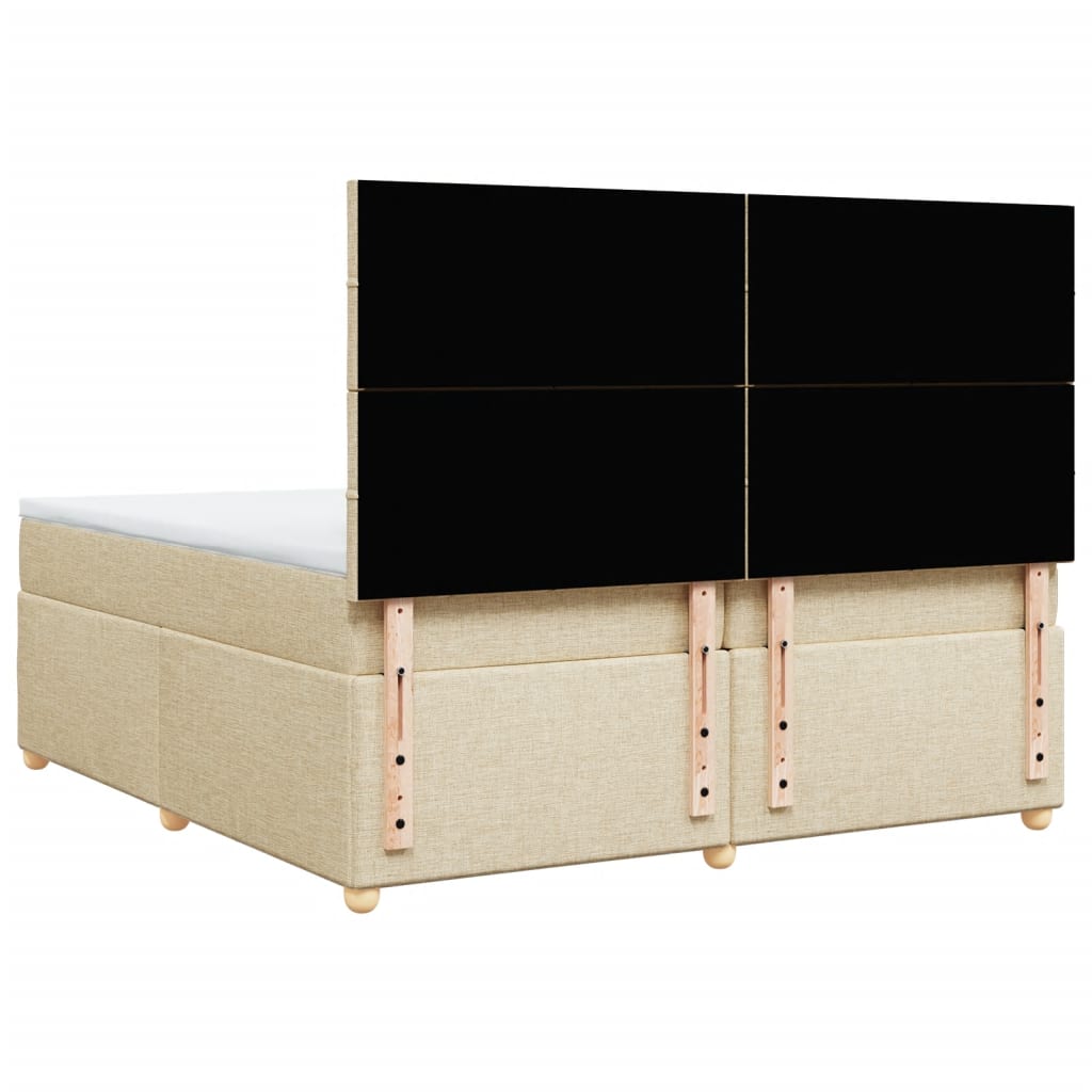 Sommier à lattes de lit avec matelas Crème 200x200 cm Tissu - XIOS