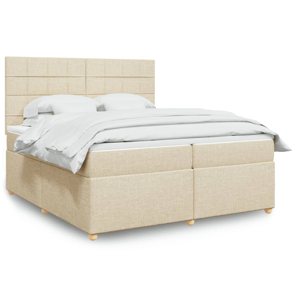 Sommier à lattes de lit avec matelas Crème 200x200 cm Tissu - XIOS