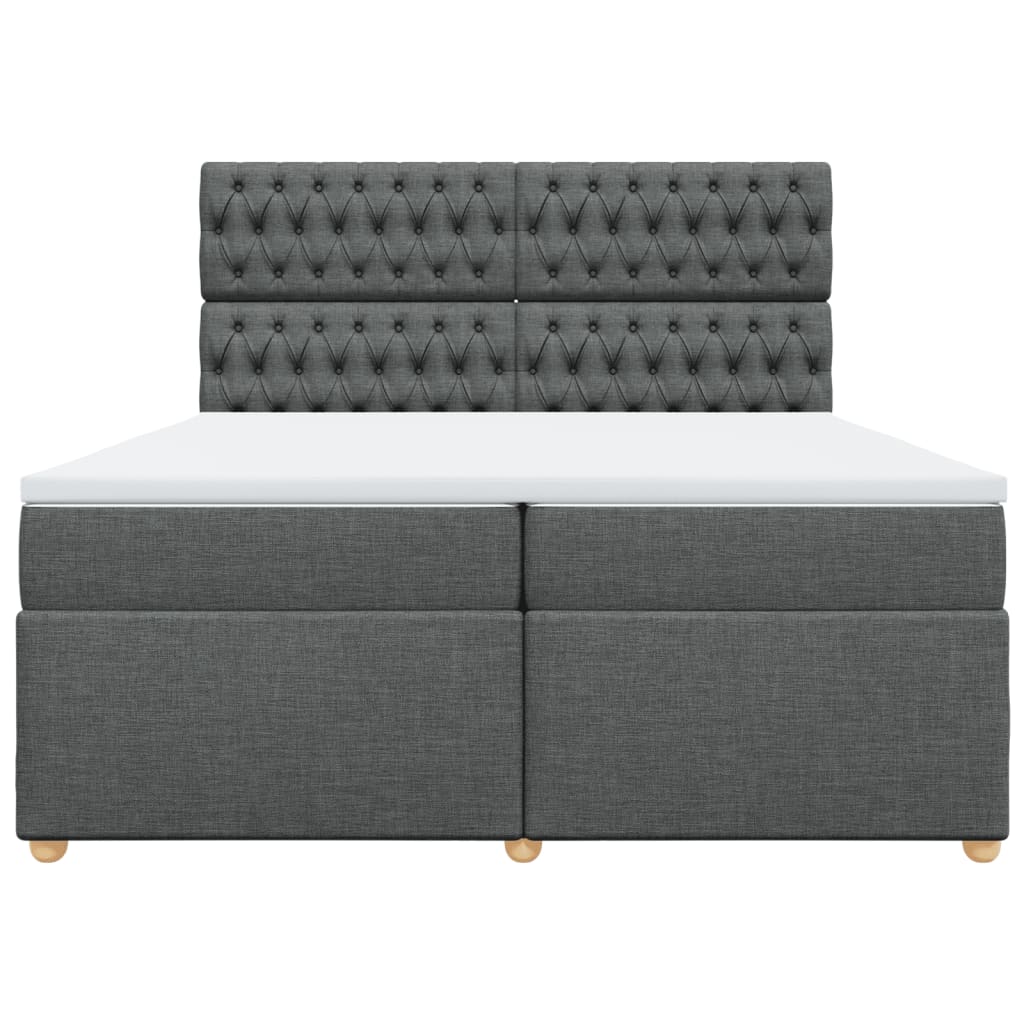 Sommier à lattes de lit avec matelas Gris foncé 200x200cm Tissu - XIOS