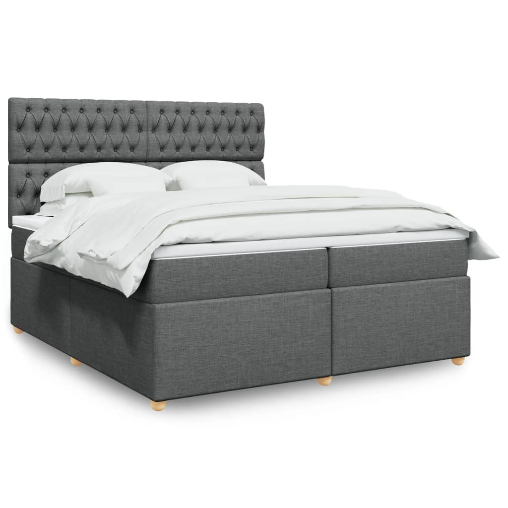 Sommier à lattes de lit avec matelas Gris foncé 200x200cm Tissu - XIOS