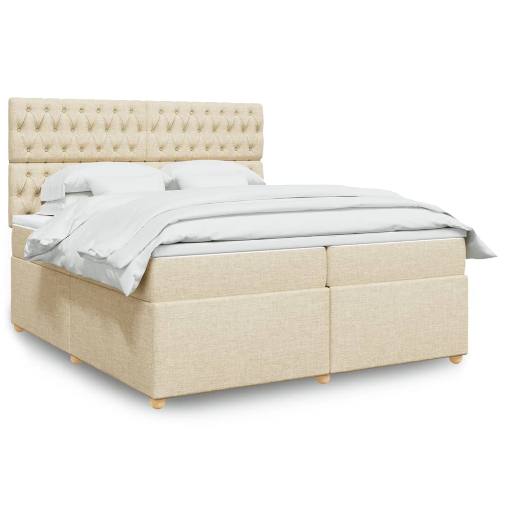 Sommier à lattes de lit avec matelas Crème 200x200 cm Tissu - XIOS