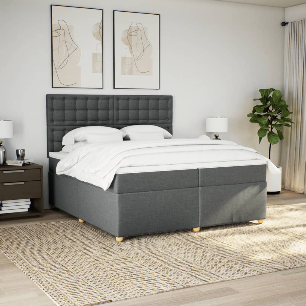 Sommier à lattes de lit avec matelas Gris foncé 200x200cm Tissu - XIOS