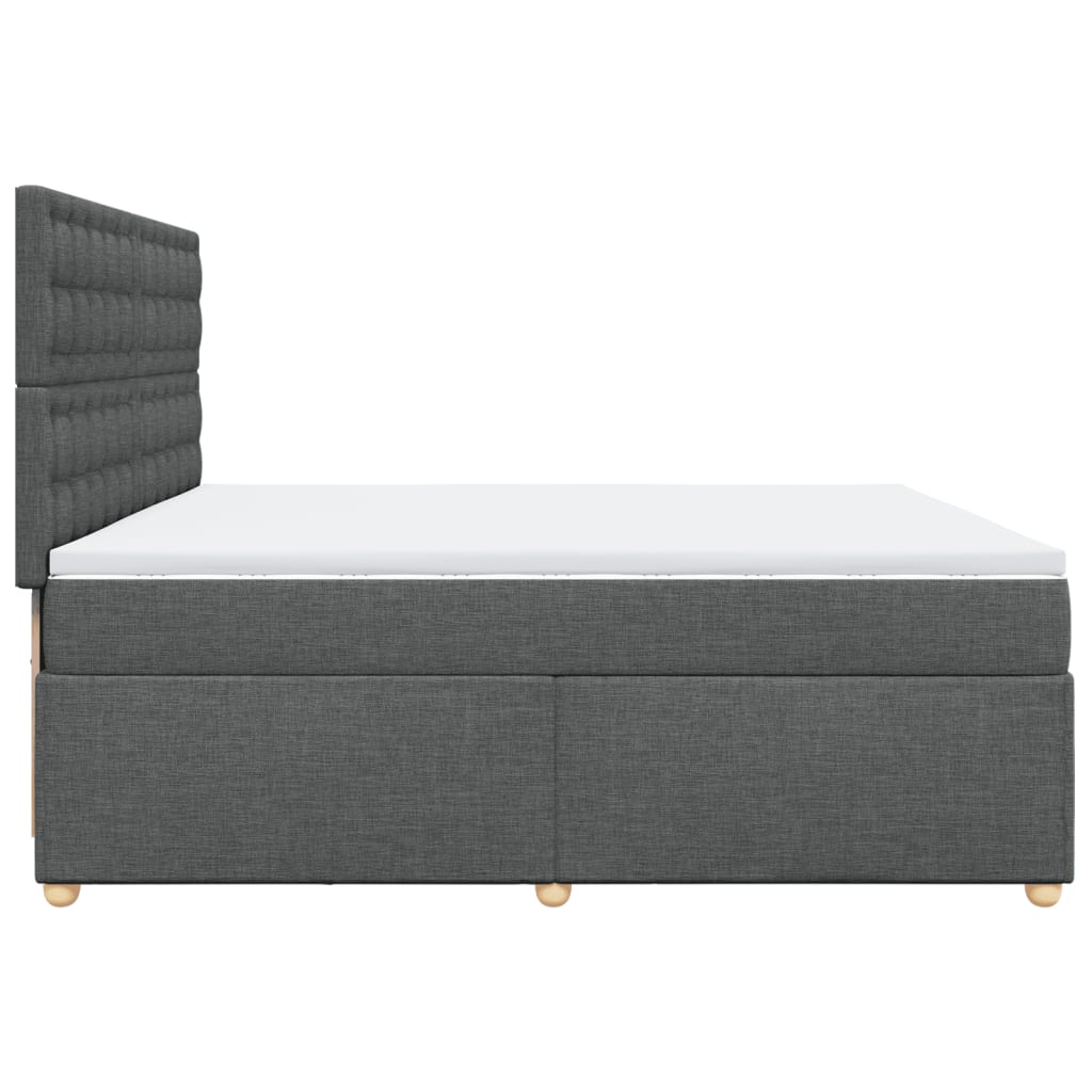 Sommier à lattes de lit avec matelas Gris foncé 200x200cm Tissu - XIOS