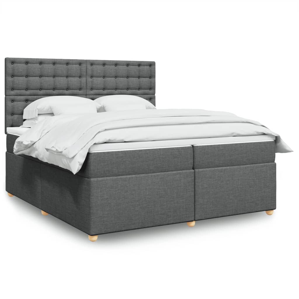 Sommier à lattes de lit avec matelas Gris foncé 200x200cm Tissu - XIOS