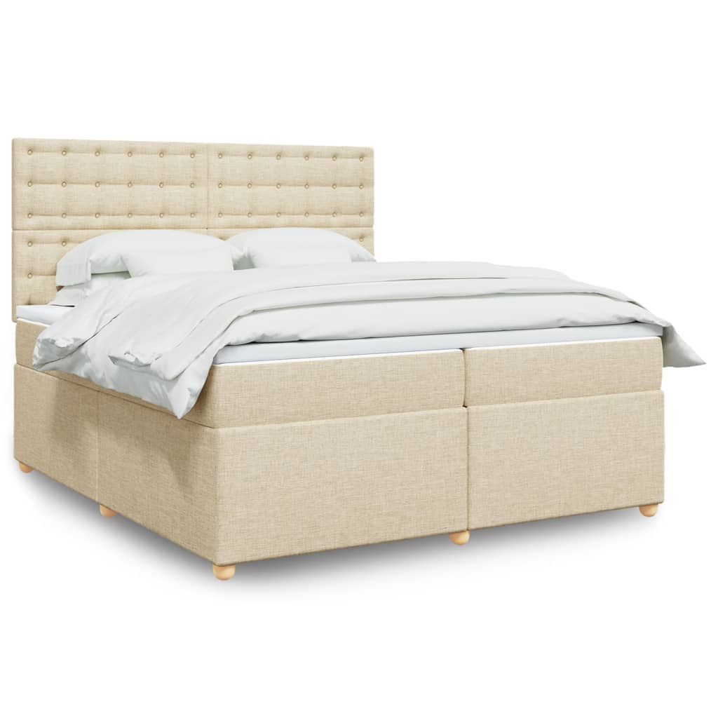 Sommier à lattes de lit avec matelas Crème 200x200 cm Tissu - XIOS