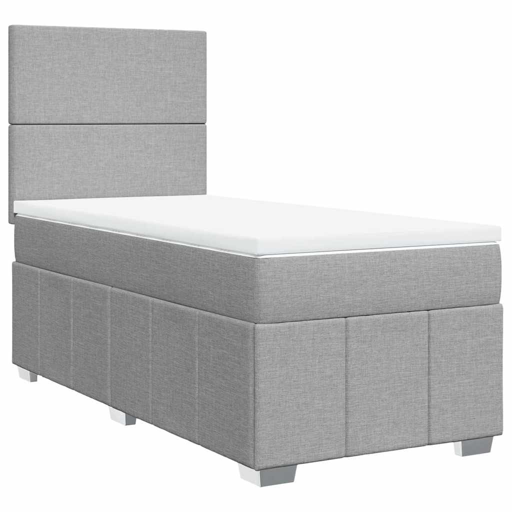 Sommier à lattes de lit avec matelas gris clair 80x200 cm tissu - XIOS